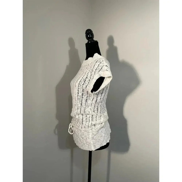 NWT Y2K Maurice’s White/Off-White Open‎ Knit Short Sleeve Top - Picture 5 of 11